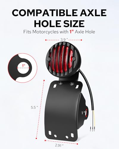 Image of Benlari Motorcycle LED Tail Light Brake Light with Bracket, Side Mount License Plate Rear Light Fit for Harley Honda Bobber Chopper Yamaha Sporster Kawasaki Suzuki (Curved, 1 inch)