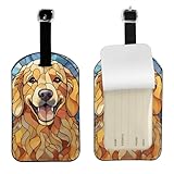 Golden Retriever Luggage Tags for Suitcases,Travel Leather Luggage/Bag Name Tag Gift for Women,Men,Kids,Dog Lover, Cute Suitcase Tags Luggage Identifiers,Funny Baggage Tags for Travel