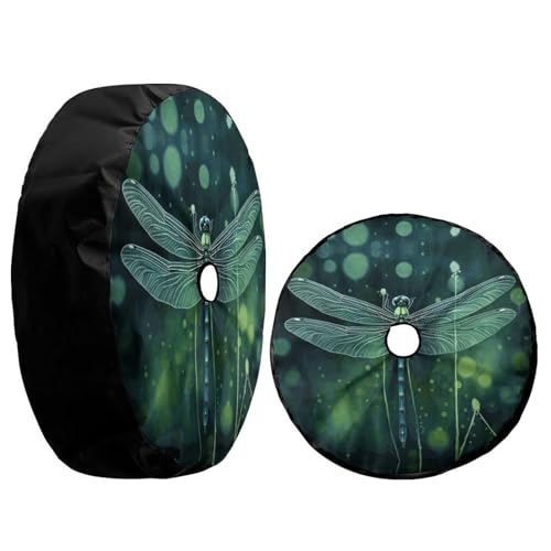 Image of Delerain Spare Tire Cover with Backup Camera Hole Dragonfly Wheel Covers Waterproof Dust-Proof UV Sun Universal Fit for Jeep Trailer RV SUV Truck (17 Inch for Diameter 31 inch-33 inch)