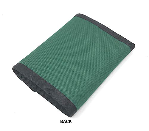 California Bifold Nylon Wallet w/Inside Pocket. Hook & Loop Closures. Made in USA (Hunter Green w/Black Trim)2