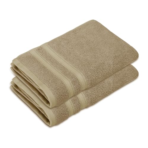 Image of BOUTIQUE LIVING Zen Living Cotton Bamboo 550 GSM Beige Hand Towels (Pack of 2) - Zero Twisted Technology