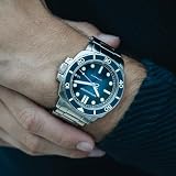 Spinnaker Męski 42 mm Hull Diver automatyczny zegarek z 3 wskazówkami z bransoletką z prawdziwej skóry lub stali nierdzewnej SP-5088, LIBERTY BLUE, bransoletka