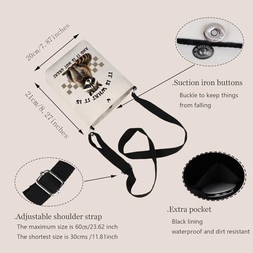 It Is What It Is and It Is not Great Funny Racoon Crossbody Bag Racoon Meme Gift Funny Racoon Shoulder Bags Racoons Lover Bag2