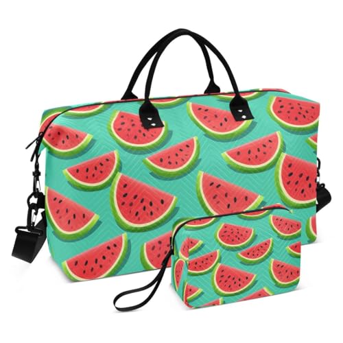 Watermelon 3d Fruit Travel Duffle Bag Gym Bag Weekender Bags with Toiletry Bag Travel Trip Tote Bag