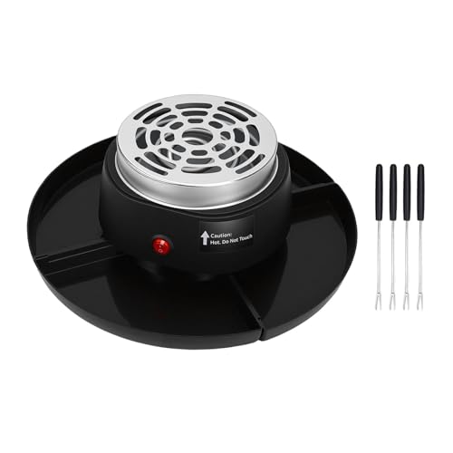 Generic Máquina para Hacer Smores Eléctrica 2 en 1, Tostador de Malvaviscos de Mesa para Interiores, Olla para Fondue Eléctrica para Smores con 4 Tenedores para Asar, (Enchufe europeo 220V)