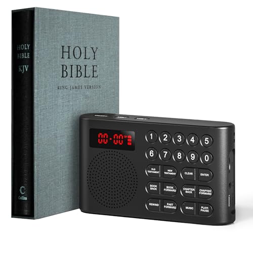 iGuerburn KJV Audio Bible Player for Seniors, Electronic Bible Old & New Testament in King James Version, Easy Read Talking Bible with 26H Playtime