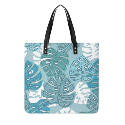 Sac shopper feuille bleue résistant fini le manque de place en voyage 39x39cm