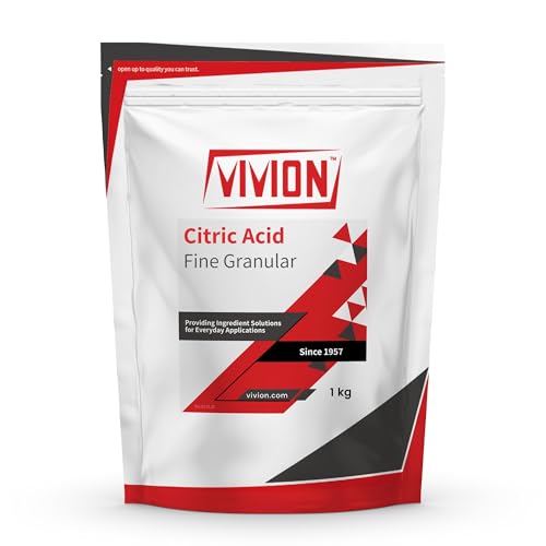 Citric Acid Fine Gran - 1 kg (2.2 lb) - Anhydrous Fine Granular - Natural Sour Salt Flavor Enhancer & Food Grade Preservative - Descaling Cleaning Concentrate - Skincare Bath Bomb Cosmetic Ingredient