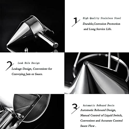 Stainless Steel Pancake Batter Dispenser with Stand,Funnel Cake Dispenser with Stand,Baking Tool for Cupcake, Waffles, Muffin Mix, Crepes, Cake