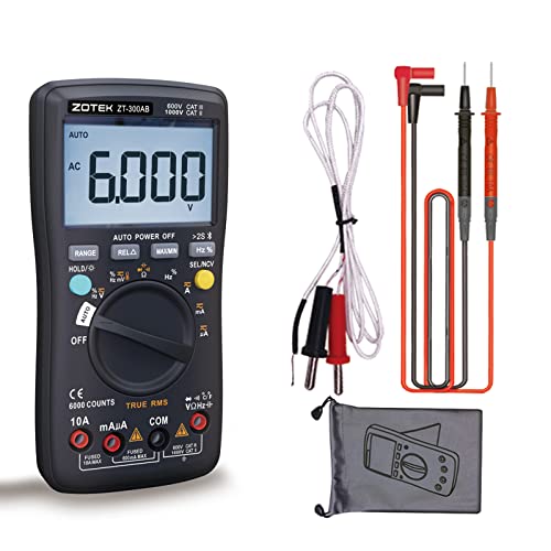 Image of ZT-300AB Digital Multimeter Wireless Bluetooth Digital True RMS Tester Manual /Auto Ranging 6000 Counts Measures Voltage Current Resistance Capacitance Frequency Temperature Diode Duty Cycle
