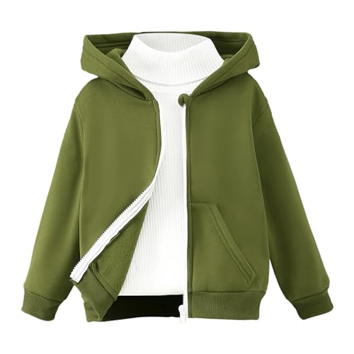 Generic Windbreaker Kids Boys Autumn Winter Shirt Solid Long Sleeve Boys Hoodie Coat Clothes Outwear Winter (Green, 5-6 Years)