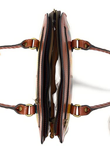 Image of Patricia Nash Leather Calvi Satchel, Watercolor Butterfly