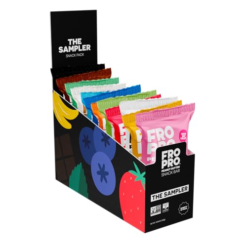FROPRO Snack Bar - Peanut Butter Snack Bars - Gluten Free, Dairy Free, Soy Free, Non GMO, Plant Based Protein Snacks Bar - Crave-worthy & Great On-the-Go | Variety, 12 Flavors, 12 Pack