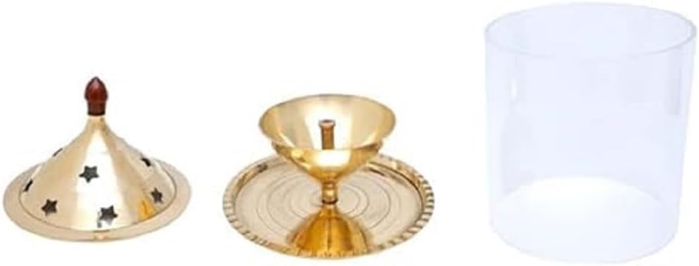 BishtHub Brass Oil Lamp Akhand Diya Jyot Pooja Articles Religious Item for Home and Temple- Pack of 2 Pcs