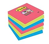 Post-it de Super Sticky Note 654SJ5 1 StickyNotes Promoción Bora Bora Collection, amapola roja / de neón verde / azul de ultra