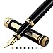 Scriveiner Luxury Fountain Pen - Stunning Black Lacquer Pen, 24K Gold Finish, Schmidt 18K Gilded Nib (Medium), Converter, Best Pen Gift Set for Men & Women, Professional, Executive, Office, Nice Pens