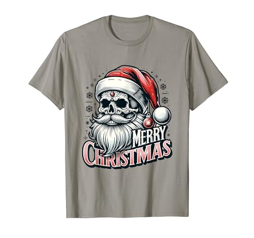 Vintage Crâne Père Noël Flocons de neige Merry Christmas Retro X-Mas T-Shirt