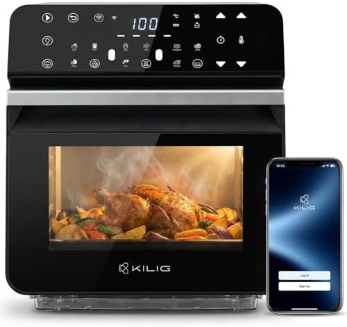 KILIG Nexa SteamX 10.5L, 100% Toxin-Free Steam-Airfryer with StepChef Automation | MyKilig App Control | 12 Presets | 4 Modes | Self-Clean | 1550W + 900W | Glossy Black