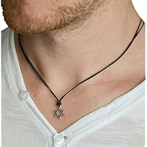 Star of David necklace for males, males’s necklace silver Magen David, black, present for him, Jewish, Hebrew Jewellery from Israel, judaica
