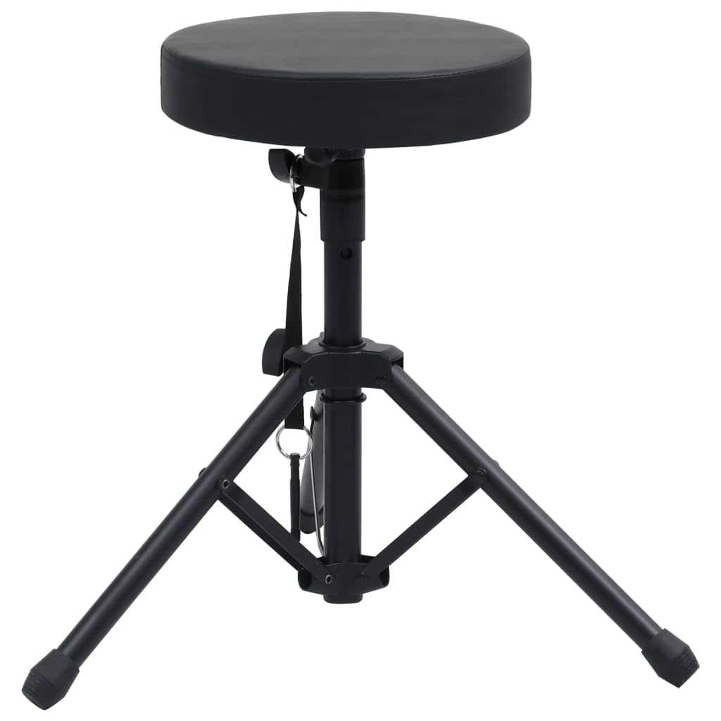 vidaXL Sgabello per Batteria Regolabile Sedia Panca Seduta Seggiola Accessori Percussioni Musica Batterista Seggiolino Adattabile Rotondo Nero