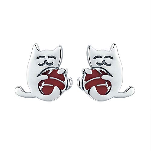 Boucles d'oreilles Argent 925 chat et boule de fil exquise, le cadeau parfait pour elle
