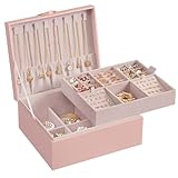 [Élégance et design original] Cette boîte à bijoux en rose bonbon et doré est élégante. La poignée en métal a été spécialement façonnée pour plus de caractère, facile d'ouvrir et de fermer le couvercle. La base contribue à un bel effet de flottement