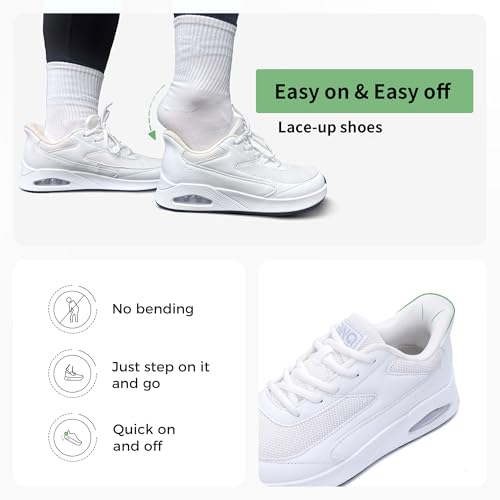Wide Toe Box Womens Arch Support Walking Shoes Wide Width Slip On Sneaker for Foot Pain Relief Comfortable Plantar Fasciitis Tennis Shoes White Size 114