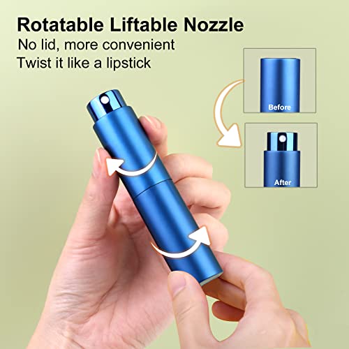 Image of Portable Mini Refillable Perfume Bottles, 3 Pcs Travel Size Atomizer, 10ml (Black, Dark Blue), Plastic, Durable, Portable, Reusable