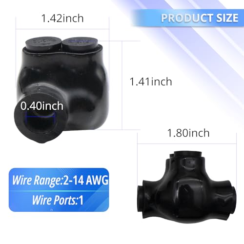 Connecteurs isolés caoutchouc 2-14 AWG lot de 4 pour câble électrique cuivre alu 1 port - 3
