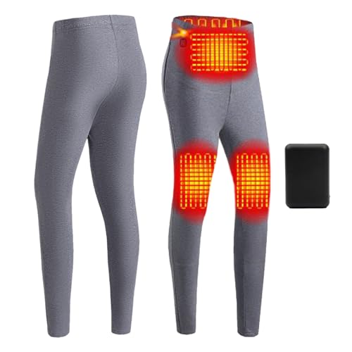 TOVCHEI Women's Heated Underwear with Battery Cold-Proof Thermal Baselayer Shirt Tights Outdoor USB Electric Heating Clothes,Gray pants,3XL