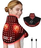 Kaoudt Cordless Red Light Therapy for Neck and Shoulder, 5000mAh Rechargeable 148 LEDs 660nm&850nm Near Infrared Light Therapy for Shoulder Neck Back Pain Relief (Black)