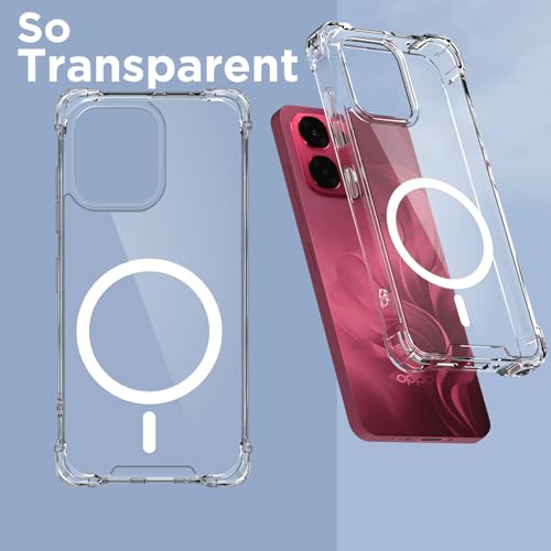 Image of Amazon Basics Back Cover for Oppo F31 5G / Oppo F33 5G Mag-Safe Shockproof PC + TPU Protective Case Magnetic Support Bumper Case (Transparent Mag-Safe)