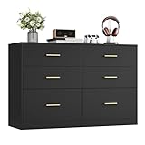 VASAGLE Custos Kollektion   Kommode, Kommodenschrank, modern, Sideboard, Aufbewahrungsschrank, für Wohnzimmer, Schlafzimmer, 6 Schubladen, 40 x 119 x 78 cm, tintenschwarz LTS416BC01