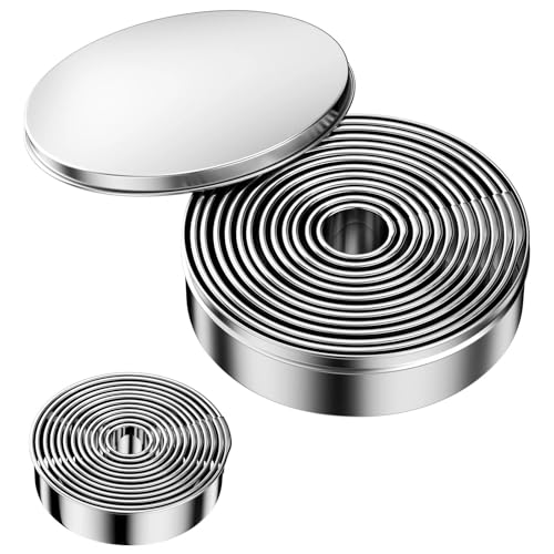 Elsrantor Emporte Piece Patisserie Acier Inoxydable, Pièces Rond Sablé Emporte-Pièces Biscuit, 12Pcs Orientale Pièce Pâtisserie Cutter Moule, Cercle...