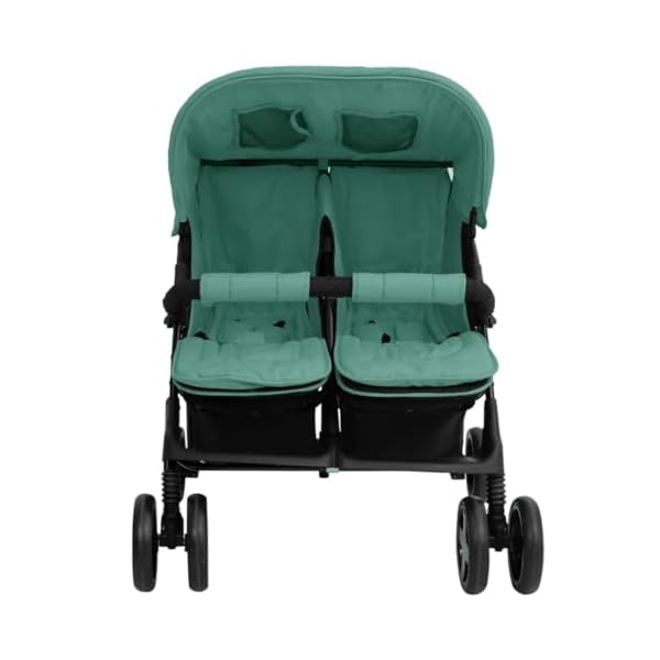 vidaXL Geschwisterwagen Klappbares Design Zwillingswagen Kinderwagen Baby Kinder Buggy Zwillingsbuggy Kinderbuggy Reisebuggy Grün Stahl