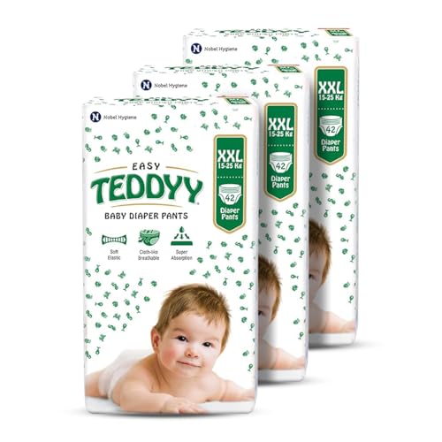 Image of TEDDYY Baby Easy Pant Diapers Double Extra Large 126 Count (Pack of 3), 15-25 kgs, 12 hrs Leak Protection, Anti - Bacterial