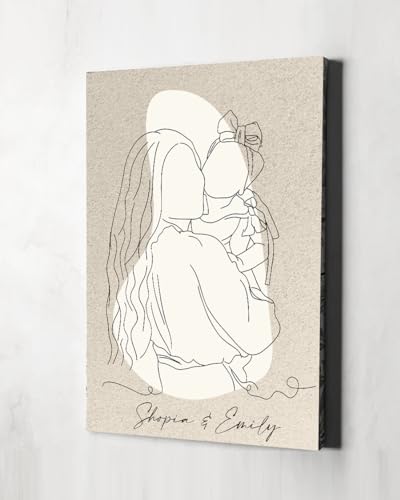 Family line art canvas wall art