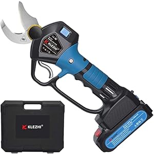 K KLEZHI Professional Sharp Cordless Electric Pruning Shears with Screen & Holder, 2 Backup Rechargeable Lithium Battery Powered Branch Trimmers, 1.2Inch/30mm Cutting Diameter 6-8 Working Hours Black