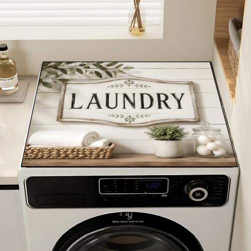 Image of Washer and Dryer Topper for Top,23.6 inch x 19.7 inch Washer Dryer Countertop Mat, Waterproof & Anti-Slip Dryer Top Protector Mat (Laundry Sign, 23.6x19.7inch)