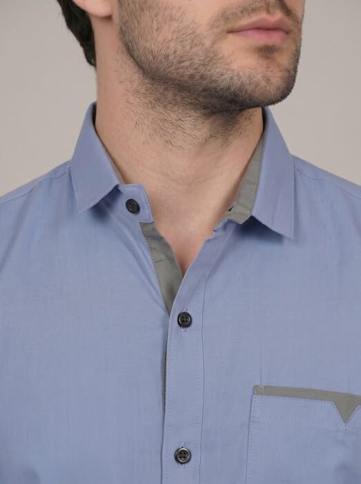 Image of Diverse Men's Cotton Blend Shirt with Pocket Design Spread Collar Full Sleeves Regular Fit and Standard Length | Comfortable Cotton Casual Shirt for Man