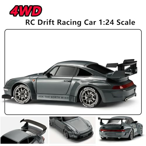 Image of RC Drift Car, 1:24 Scale Remote Control Vehicle with LED Lights,Drifting Tires&Two Batteries, Racing Sports Toy Idea Gift for Adults Boys Girls and Kids