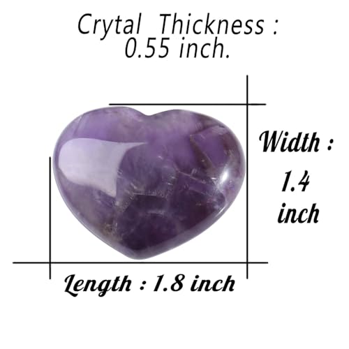 AWARDSEN 45 mm Amethyst Crystal Heart, Big Healing Crystals Stone, Natural Love Hearts Gemstones, Pocket Palm Stones for Anxiety Relief, Crystal Gifts for Women, Valentines Day Gifts for Her - Image 4