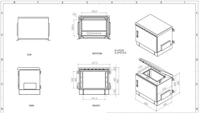 7U 19" 450mm Outdoor Rack Cabinet - Weatherproof Network Enclosure