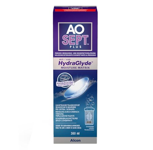 Aosept Plus con Hydraglyde soluzione per lenti a contatto | flacone singolo | 1 x 360 ml