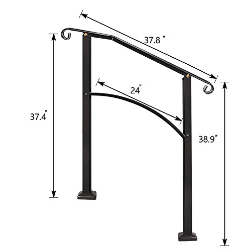 Handrails for Outdoor Steps, Black Handrail Arch,2 or 3 Steps Stair Handrail,Adjustable Outdoor Stair Railing with Installation Kit Hand Rails for Outdoor Steps