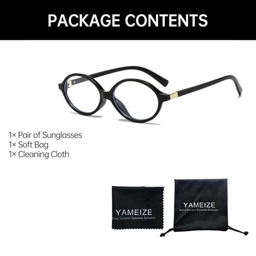 Image of YAMEIZE Small Oval Blue Light Blocking Glasses for Women Men Retro Clear Anti Blue Light Eyeglasses for Computer Gaming