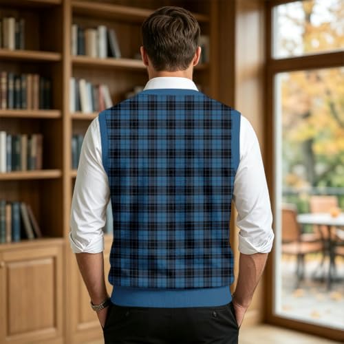 Christmas Sweater Vest Men V Neck Plaid Knit Lightweight Pullover Sweater - image 3