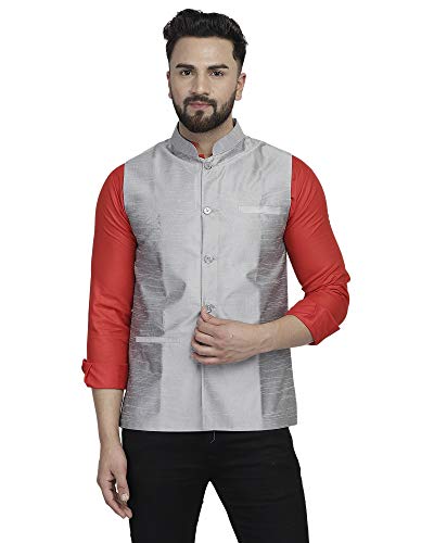 Image of B BEN MEN'S DHUPION SILK NEHRU JACKET