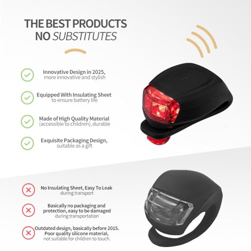 Monkey Home 8 Stück Kinder-Scooter-Licht, IPX5 Wasserdicht Led Rucksack Licht Kinderwagen Licht Für Durchmesser Ф22.2-Ф31.8mm Kinderroller, Laufrad, Buggy, Nacht & Regen (2025 Desgin)