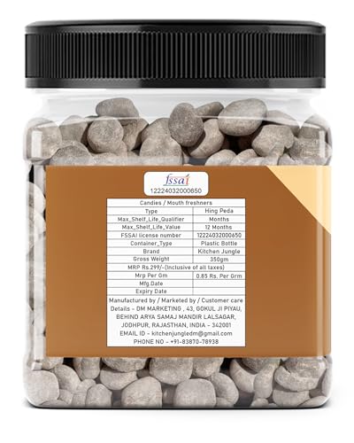 Image of KITCHEN JUNGLE Hing Peda Digestive Churan Goli | After Meal Mouth Freshener Candy | Traditional Pachak Tablets | Hing Flavored Candy | Travel Friendly Jar Pack (350g Pack 2)